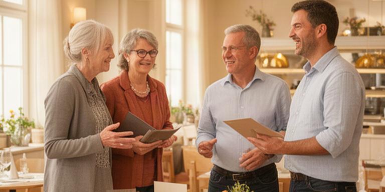 Familiengeführtes Schweizer Gastronomieunternehmen mit Gastgebern im hellen Restaurant